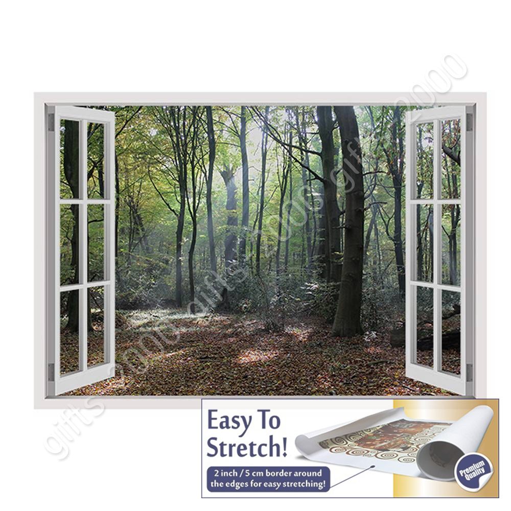 Trees In The Woods by Fake 3D WindowCanvas Wall art oil painting Rolled