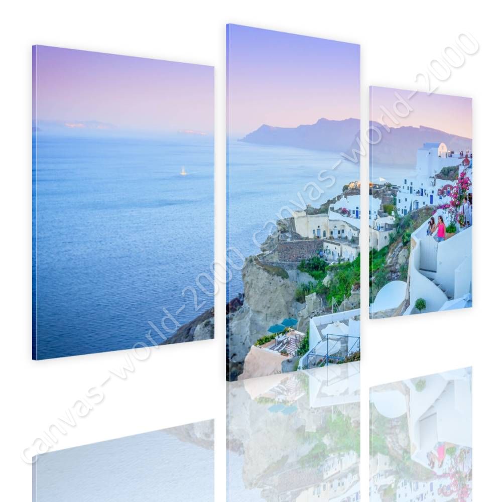 3 Panels Wall art Rolled Santorini Greece Summer by Split 3 PanelsCanvas