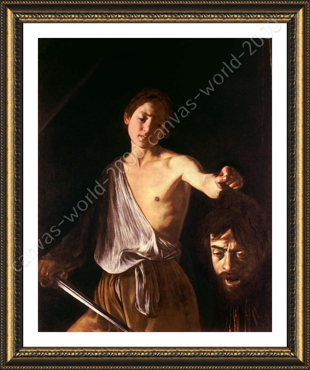 David With The Head Of Goliath by Caravaggio Framed