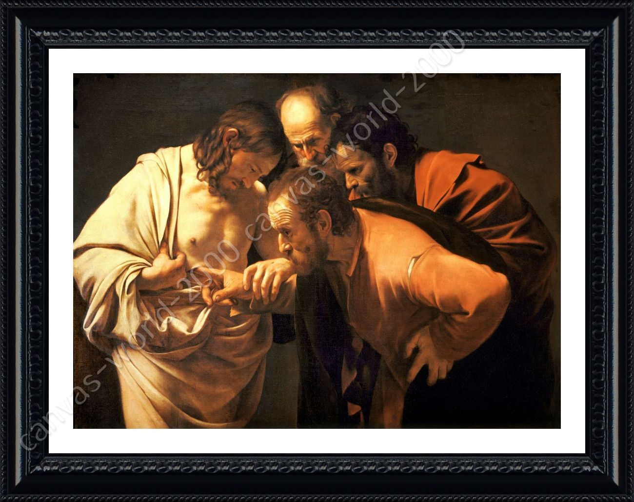 Doubting Thomas by Caravaggio Framed canvas Wall art