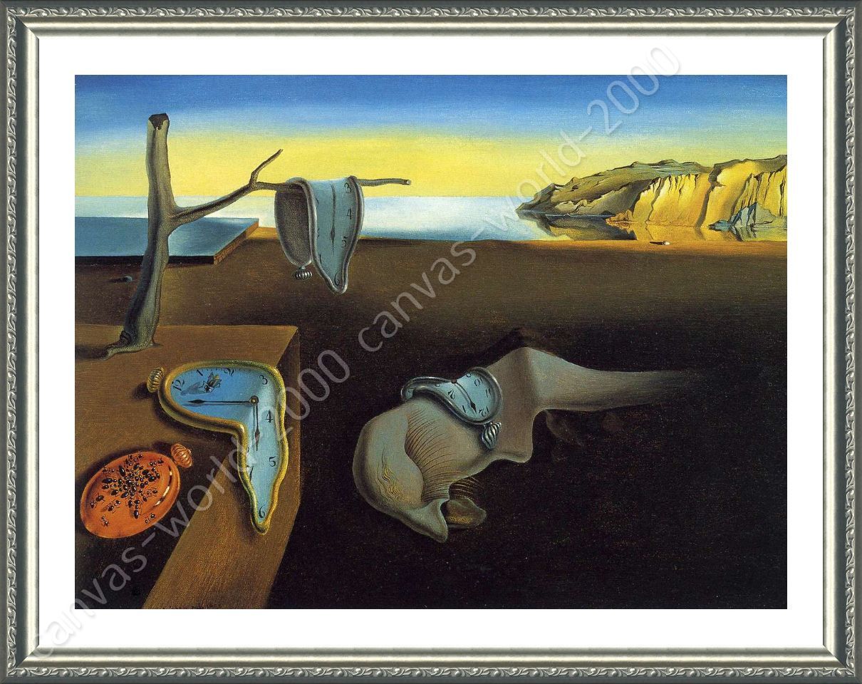 The Persistence Of Memory Melting Clock By Salvador Dali Framed Canvas Wall Ebay