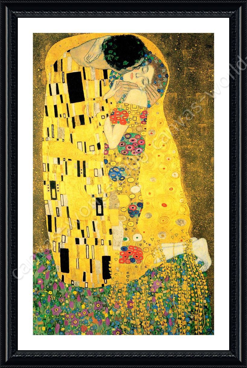 by Gustav Klimt Giclee Printed on Canvas Stretched Gallery Wrapped Ready to Hang Canvas Art Wall Decor 32x24 JAPO ART The Kiss