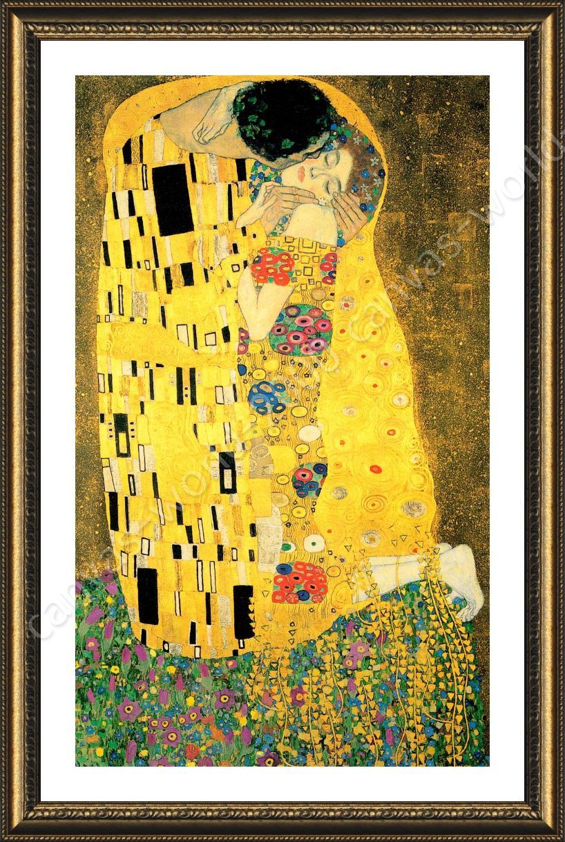 Afwijzen De controle krijgen Relatief The Kiss (Full) by Gustav Klimt | Framed canvas | Wall art giclee oil  painting | eBay