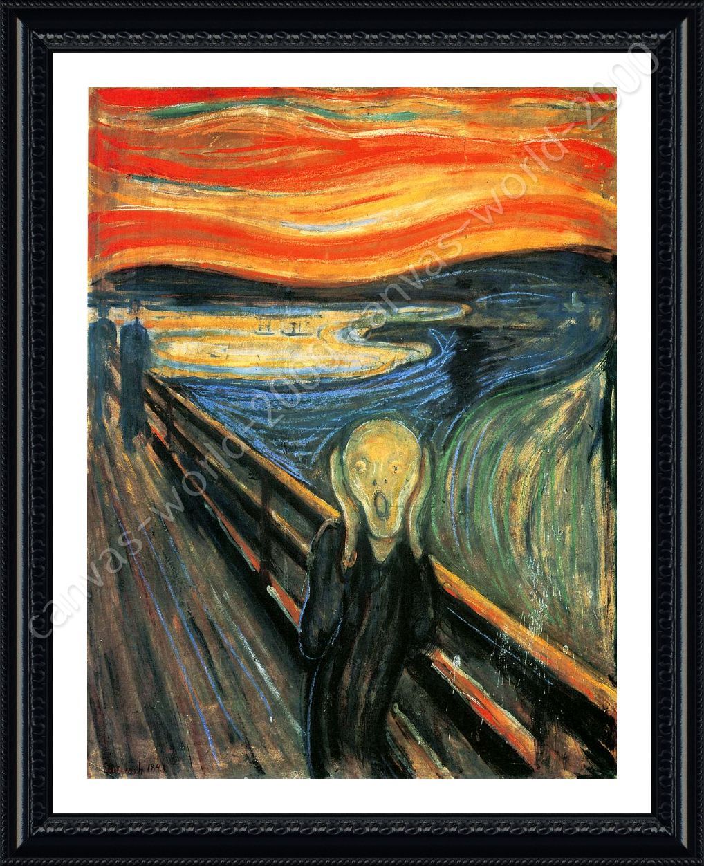 THE SCREAM OIL PAINT BLUE BY EDWARD MUNCH   RE PRINT  ON FRAMED CANVAS WALL ART