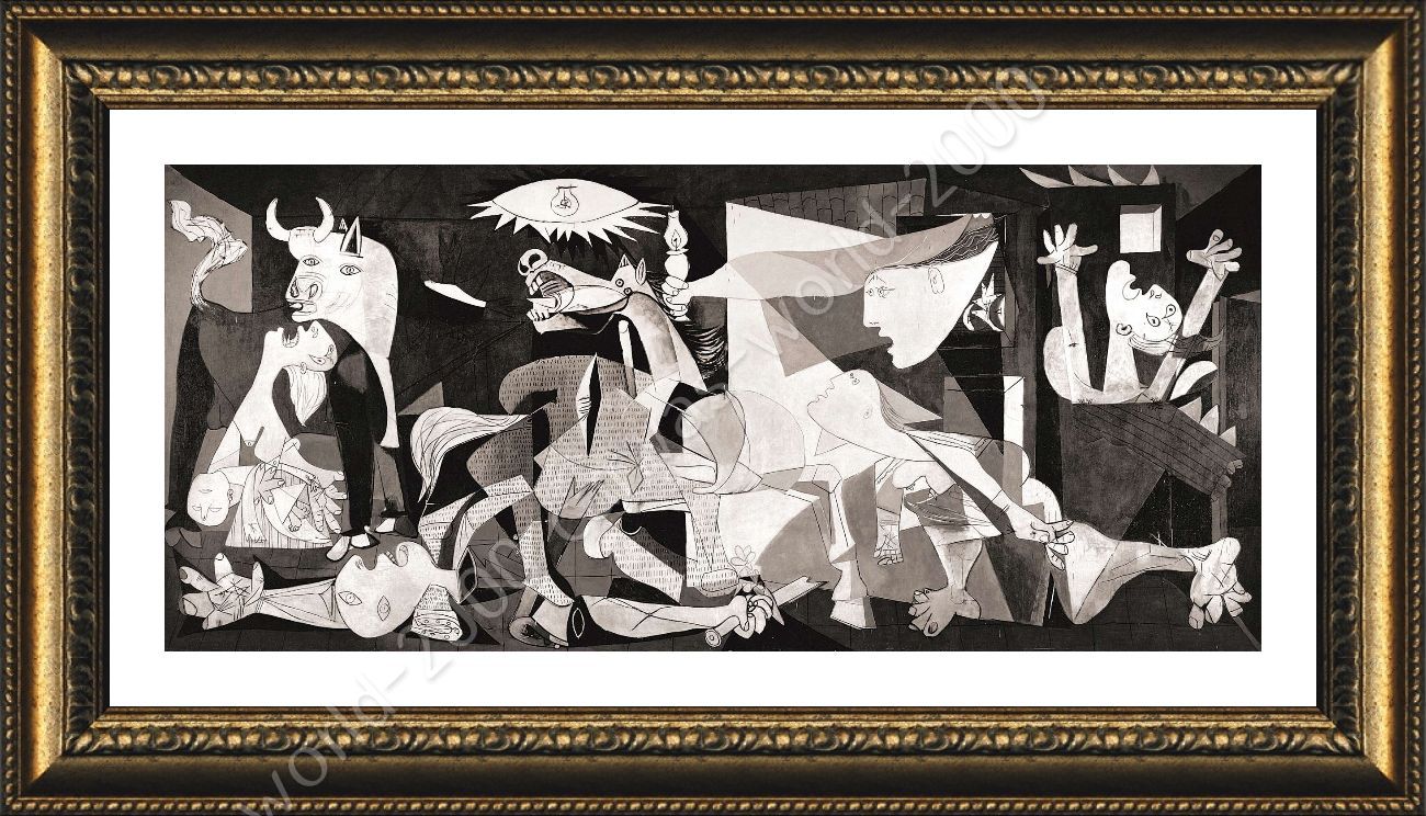 Home Decoration Artwork Reproductions Picasso Guernica Famous Art Paintings Print On Canvas Art Prints Picasso Wall Pictures 35x70cm WithFrame 14x28in 