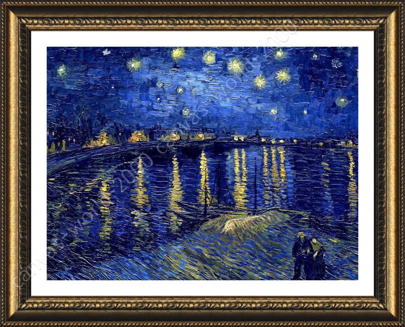 Quadro su Tela Stampa Incorniciata con Spessore di 2cm Altre Dimensioni Disponibili Decorazione Moderna PICANOVA Vincent Van Gogh Starry Night Over The Rhone 100x75cm