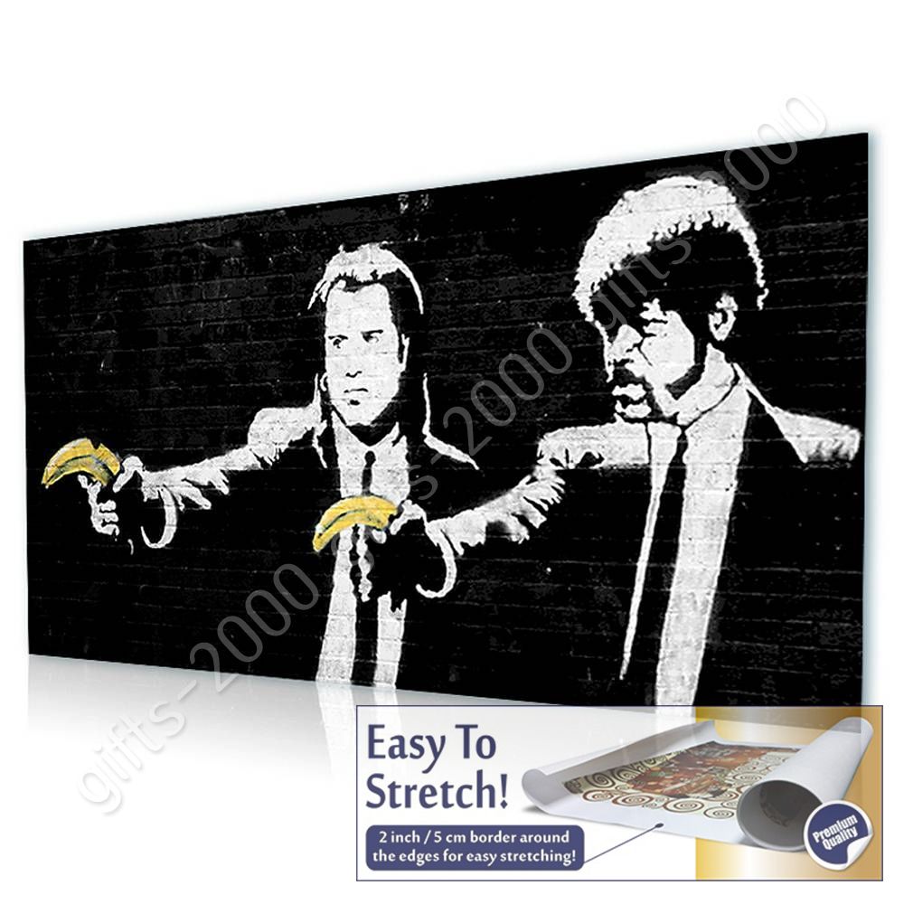 BANKSY PULP FINCTION BANANAS WALL ART PRINT ON CANVAS PHOTOS PICTURES DECOR 