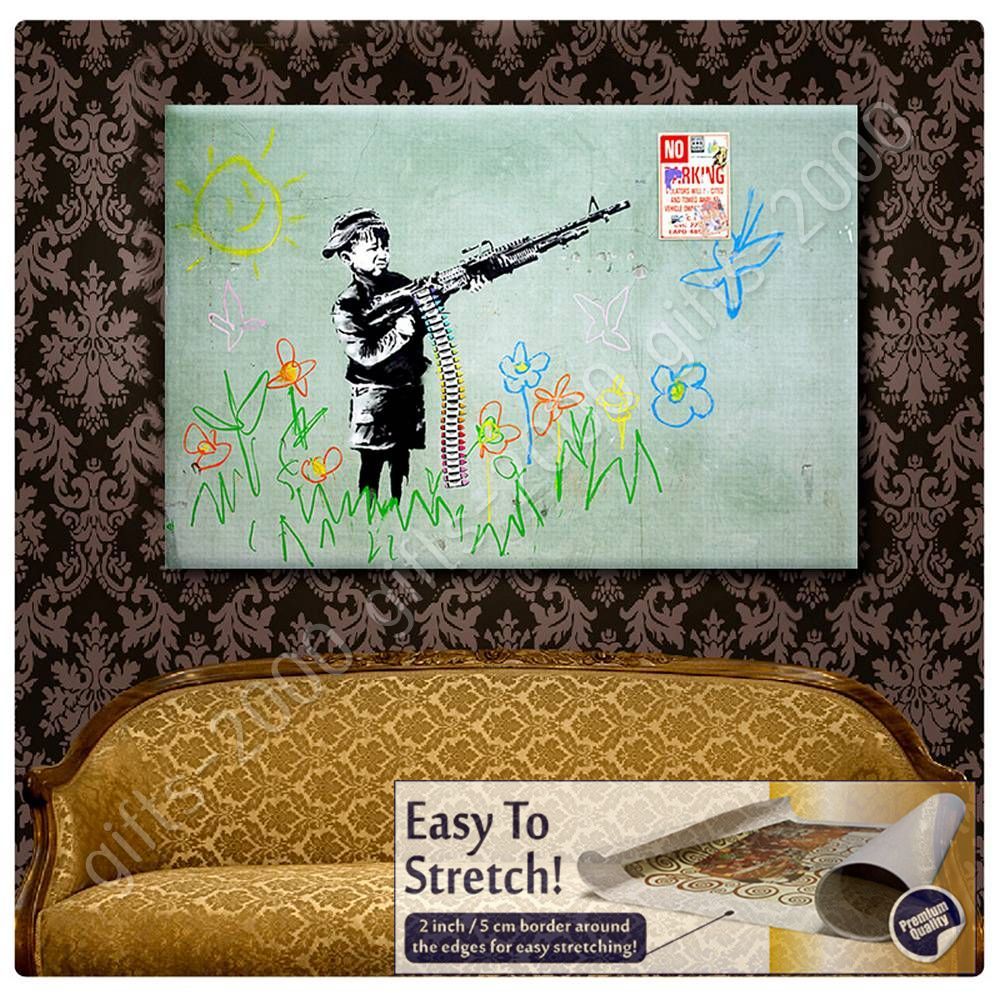 BOY CRAYON SHOOTER by Banksy | Canvas (Rolled) | Wall art painting HD