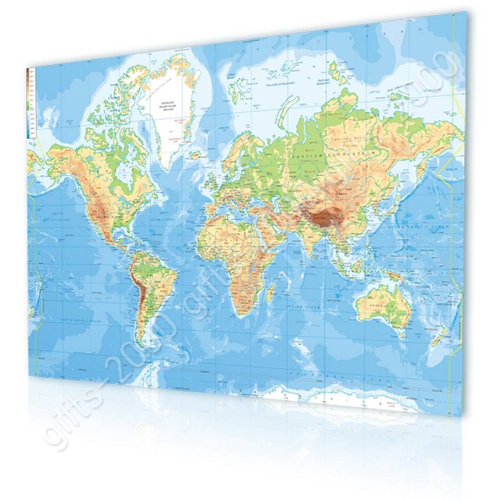 Physical Modern Maps #1 by World Map | Ready to Hang Canvas | Wall art ...