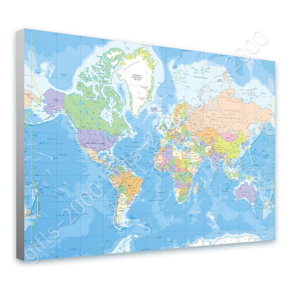Political Modern Maps #1 by World Map | Ready to Hang Canvas | Wall art ...