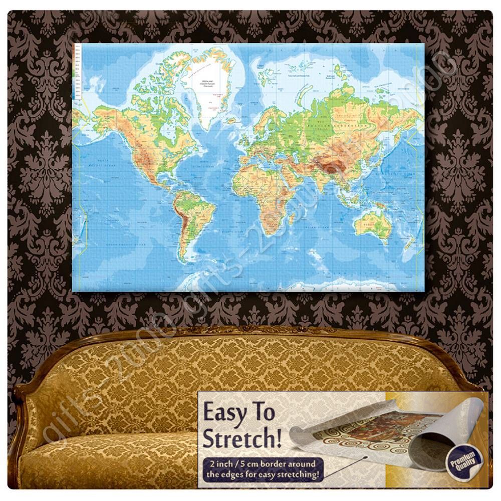 PHYSICAL MODERN MAPS #1 by World Map | Canvas (Rolled) | Wall art