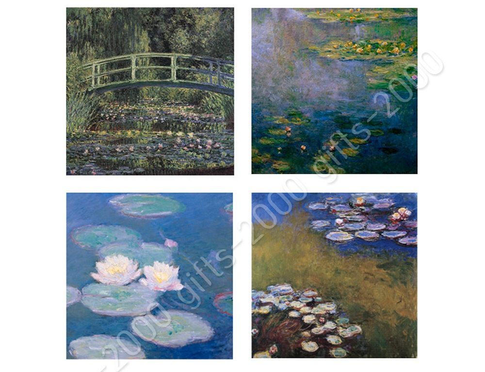 Water Lilies by Claude MonetCanvas Rolled Set Of 4 Wall art giclee HD