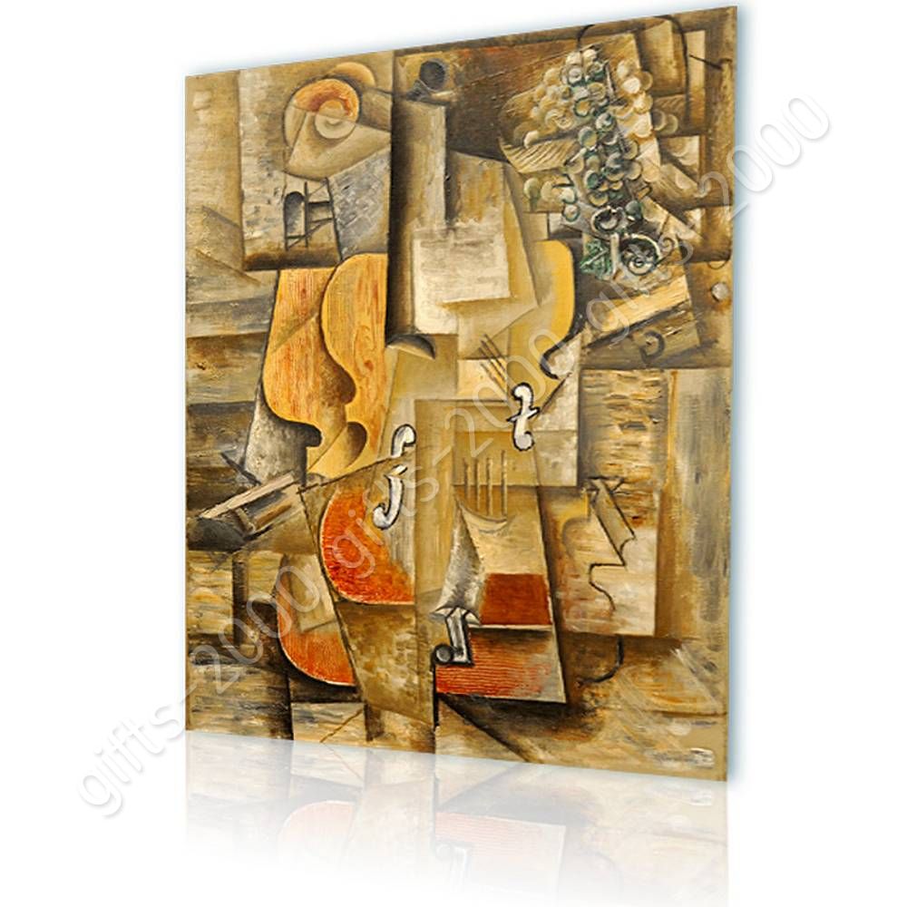 Violin AND Grape Paint By Pablo Picasso Reprint On Framed Canvas Wall Art Decor 
