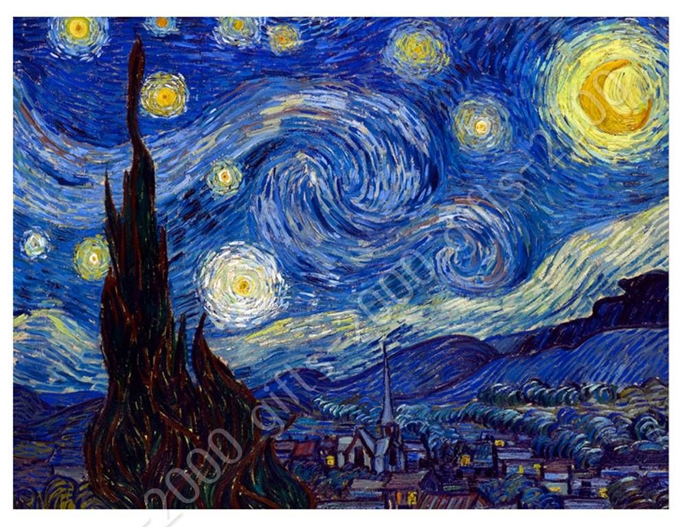 Quadro su Tela Stampa Incorniciata con Spessore di 2cm Altre Dimensioni Disponibili Decorazione Moderna PICANOVA Vincent Van Gogh Starry Night Over The Rhone 100x75cm