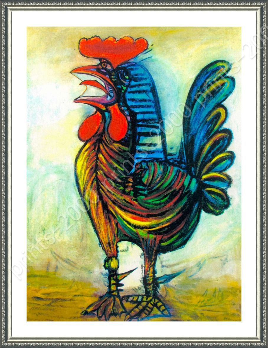 The Rooster By Pablo Picasso Framed Canvas Wall Art Painting   PCS112 1P1A F701 Silver S60 